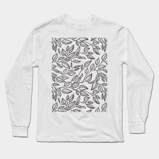 Minimalist Leaf Line Art Illustration as a Seamless Surface Pattern Design Long Sleeve T-Shirt